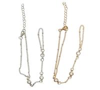 Guyode 2 Piezas Cadena de Mano con Anillo para Mujer, Brazaletes Cadena, Pulsera con Anillo Ajustable, Boho Pulsera Dedo, Cuentas de Cristal de Circonio, Vintage Minimalista Pulseras