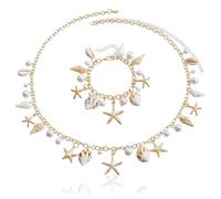 Guyode 2 Piezas Pulseras de Conchas de Estilo Bohemio para Mujer Cadena Cintura Pulseras Verano Mujer Cadena Concha Niños Joyas Regalo Cumpleaños Femenino Regalos Viaje Verano para Niñas y Mujeres