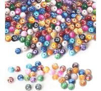 Guyode 200 Piezas 8mm Abalorios para Hacer Pulseras Bolitas, Juego de Pulseras de Abalorios, Acrylic Beads Multicolor Patrón de Mármol para DIY Collares Bisutería Manualidades Adulto Niñas