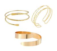 Guyode 3 Piezas Brazalete Dorado, Ajustable Brazalete Mujer, Abierta Pulsera Dorada Mujeres, Moda Pulsera oro Mujer para Mujeres Niñas Fiestas Nocturnas Fiestas Festivales Bodas Uso Diario