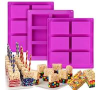 Guyode 3 Piezas Molde Chocolate, Antiadherentes Molde Turron, Moldes de Silicona para Chocolate, Molde Silicona Turron Profundo para Hornear Dulces de Chocolate y Decorar Tartas (Morado)