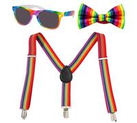 Guyode 3 Piezas Tirantes Para Pantalones Pombre Vistoso Pajaritas Pombre Estable y Cómodo Pajaritas y Tirantes Para Niños Ajustable se Aplica a Fiesta de Carnaval Fiesta Temática Presentación en Escen