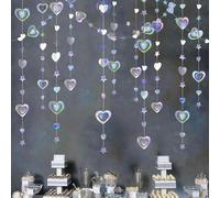 Guyode 4 Piezas 3M Guirnalda Cumpleaños de Papel con Purpurina, Colgando Corazones Decoracion, Serpentinas Fiesta, Vistoso Reflectante Banner Decorar para Fiesta Festival Boda Bautizo