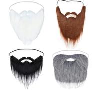 Guyode 4 Piezas Bigotes Postizos Cómodo y Fácil de Llevar Bigotes Postizos Realistas Ajustable Barba Blanca Disfraz Artificial se Aplica a Fiesta de Carnaval Navideño para Adultos Niños