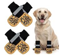 Guyode 4 Piezas Calcetines Perro Antideslizantes Interiores con Velcro Ajustable, Walking Pad para Mejorar El Agarre del Perro, Resguardos para Cães para Evitar Lamidos y Resbalones (M)