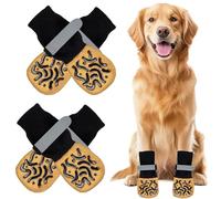 Guyode 4 Piezas Calcetines Perro Antideslizantes Interiores con Velcro Ajustable, Walking Pad para Mejorar El Agarre del Perro, Resguardos para Cães para Evitar Lamidos y Resbalones (L)