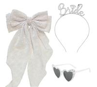 Guyode 4 Piezas Despedida de Soltera, Gafas de Sol Corazón + Bride Headband + Horquilla de Lazo + Sash, para Fiestas como Photocall Accesorios en Fiestas de Cumpleaños, Bodas, Carnaval