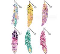 Guyode 6 Piezas 5D Pluma Llaveros de Pintura Diamantes, Llaveros de Diamond Painting Niños de Taladro Completo, Diamante Pintura Arte Llaveros, DIY Arte Pluma Llaveros Manualidades Niños