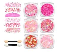 Guyode 6 Piezas Glitter Maquillaje, Purpurina Cara Festival Gel, Brillantes para La Cara, Purpurina Pelo, Body Glitter Gel, Gels de Brillo Corpora para Cosméticos Pelo Labios Uñas Fiesta (Rosa)