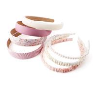 Guyode 7 Piezas Diadema Niña Varios Estilos Diadema Mujer Hecho a Mano Felpas Mujer Diseño Elástico para Lavado de Cara Yoga Boda Halloween COS Princesa Años 70 Baile Baile de Bienvenida (Rosa)