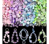 Guyode 8 Perlas para Hacer Pulseras Juego de Colgantes con Flores Mariposas y Corazones Assorted Acrylic Beads Abalorios Varios Patrones se Aplica a Pulseras Collares Estética Joyería DIY