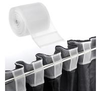 Guyode Cinta para Cortinas de Nailon 10CM X 10M, Paño Anillas para Cortinas Transparente de Ventana para Palos, Cintas para Dobladillo Interior Fruncir, Frunce Normal