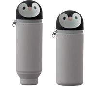 Guyode Kawaii Estuche Escolar de Silicona Blanda 2 en 1, Estuche de Silicona Suave para la Escuela Cremallera, Dulces Pingüino Portalápices de Mesa, para Lápices de Colores Rotuladores (F)