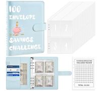 Guyode Libreta de Ahorro para Presupuestos, Carpeta de Ahorro de Dinero, Organizador de Dinero para Ahorrar, Cuaderno de Ahorro en A5 de Cuero, Desafío de 100 Sobres Carpeta Presupuestaria