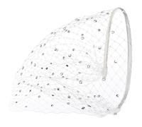 Guyode Velo Novia con Pedrería, Tocados Sombrero Velo Vintage, Malla Encaje Diadema Exquisito y Encantador Fiesta de té Sombreros con Diadema Malla Boda para Miñas Mujeres (Blanco)