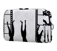 Guys - Bolsa de cosméticos con diseño de siluetas con rayas de película para mujer, neceser de viaje, bolsa organizadora de maquillaje grande con cremallera, multicolor, 18.5x7.5x13cm/7.3x3x5.1in,