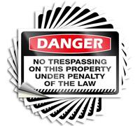 Guys Student Decals - Calcomanías de vinilo impermeable para puerta con texto en inglés "Danger No Trespassing On This Property Under Penalty of The Law Door" (8 x 12 cm)