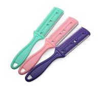 GUYTRM 1 Uds. Peine de afeitar for el pelo en 2 colores, maquinilla de afeitar con mango, peine for cortar y adelgazar, recortador interior con cuchillas, cepillo for el cabello lingli(Rosa)