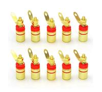 GUYTRM 10 Conectores de Altavoz DIY, bornes de conexión chapados en Oro, bornes de conexión for Altavoz, terminales de Audio, Conectores Banana de 4 mm. lingli(Red)