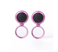 GUYTRM 2 uds Mini espejo de bolsillo peine plegable for niñas y mujeres portátil de bolsillo redondo pequeño cepillo de pelo de masaje de viaje con accesorios de espejo lingli(2pcs Purple)
