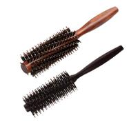 GUYTRM 6 tipos de cepillo rodante de cerdas de jabalí Natural, peine de pelo de sarga recta, barril redondo, rizador, herramienta de estilismo de peluquería DIY lingli(Model-E)