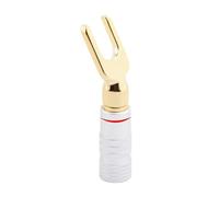 GUYTRM Conector Banana en Forma de YU Chapado en Oro for Altavoces, Conectores de Cable de Horquilla y Tornillo. lingli(Red,5PCS)