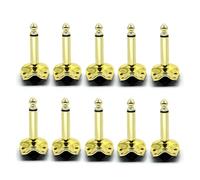 GUYTRM Conectores Tipo panqueque for Guitarra, en ángulo Recto, chapados en Oro, for Altavoces Mono de 1/4" y 6,35 mm, 10 Unidades lingli