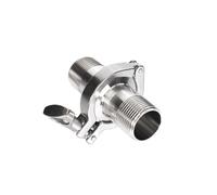 GUYTRM Juego de accesorios sanitarios acero inoxidable 304 1/4", 3/8", 1/2", 3/4", 1", 1,2" y 0,5", con casquillo rosca macho, abrazadera triple junta silicona lingli(1I4(Ferrule 25.4))