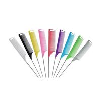 GUYTRM Peine de pelo profesional con cola puntiaguda, cepillo antiestático for tinte de cabello, peine de aguja de acero for peluquero, accesorios de peluquería, 1 ud. lingli(A-random color)