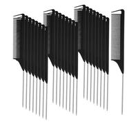 GUYTRM Peine de separación for pelo de 30 piezas, peine de cola de rata, pasador de acero, cola de rata, fibra de carbono, peines de burla resistentes al calor (negro) lingli
