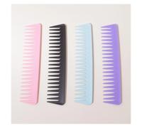 GUYTRM Peine for desenredar el cabello grande de 1/4 Uds., diente ancho for cabello rizado y seco, peine con mango for peinar champú lingli(DCKCS4pc-HeiZiFenLan)