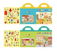 GUYUCOM 2 Paquete de Pegatina 3D Reutilizable para Niños, Portátil, Impermeable, Adecuado para Niños y Niñas de 2 Años, Juguete de Regalo para Niños por 2 3 4 5 6 Años