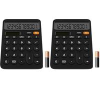 GUYUCOM Calculadora, Calcutoras de 12 dígitos con LCD Ddisplay Botón Sensible, Las calculadoras de Escritorio con energía Solar Dual y batería de Doble Potencia, Negro (Paquete de 2)