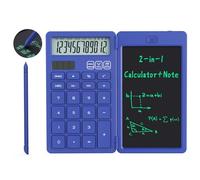 GUYUCOM Calculadora, con Tableta de Escritura y bolígrafo, Funciona con energía Solar y Pilas, Adecuada para Estudiantes, familias, oficinas (Azul)