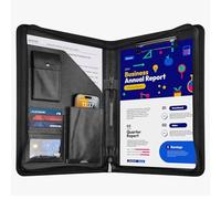 GUYUCOM Carpeta de cuero con cremallera para conferencias, tamaño A4 | Diseñado para viajes de negocios y reuniones. Funciona como un organizador de cartera de viaje, regalo ideal para hombres y