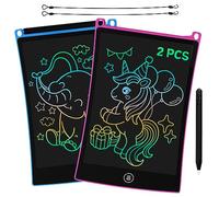 GUYUCOM Juguetes para niños para 2 3 4 5 años, paquete de 2 tableta de dibujo LCD de 8,5 pulgadas para niños coloridos, juguetes para niñas esenciales de viaje para cumpleaños de Navidad (azul y rosa)