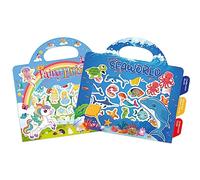 GUYUCOM Paquete de 2 libros de calcomanías reutilizables para niños pequeños, calcomanías duraderas sin pegamento para niños, manualidades de actividades para niños de 2, 3 y 4 años, juguete