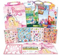 GUYUCOM Pegatinas de Princesa para Niñas, Juego de 4 Paquetes Reutilizables, Portátiles y Resistentes al Agua, Juguetes de Regalo para Niños de 2 a 6 Años