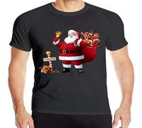 GUYUNTI Christmas Santa Claus Eve Party Man Short Sleeve T-Shirt Dry Fit Running T Shirts T-Shirt Black 3XL