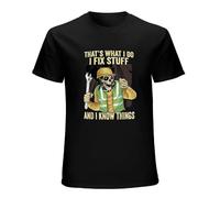 GUYUNTI I Fix Stuff and I Know Things That's What I Do Funny Skvll T-Shirt Gift Men Black M