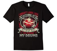 GUYUNTI Men's Drumer Tshirt I Playing Drum Short Sleeve Round Neck Clothing Casual Black XL