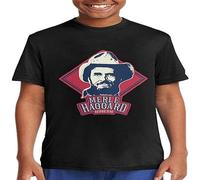 GUYUNTI Merle Haggard Logo MusicRockSinger Cotton Shirt Round Neck Short Sleeve Shirt for Teen Boys and Girls Classic Fit T-Shirt Black L
