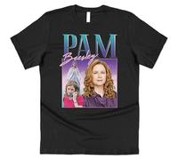 GUYUNTI Pam Beesley Homage T-Shirt Funny Us Office TV Show Retro 90'S Jim Halpert Cotton Short Sleeve Shirt Men's Black XL