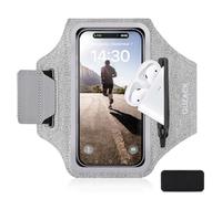 GUZACK Funda con brazalete para correr para iPhone 15/14/13/12/11 Pro Max, Galaxy S23/S22/S21, soporte universal para teléfono celular con bolsillo para llaves y ranura para tarjetas