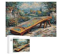 Guzheng Puzzle 300 Piezas Redondo Circular Instrumento Musical Música Rompecabezas 3D para Hombres Y Mujeres A 14 Años Decoración Hogar DIY Creativo Aliviar Estrés 300 PCS