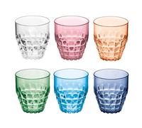 Guzzini - Juego de 6 vasos bajos Tiffany. Colores con varios diseños