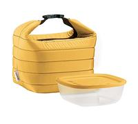 Guzzini Juego de bolsas térmicas On The Go con caja de almacenamiento de productos frescos, ocre, bolsa de 22 x 18 x 22 cm, contenedor de 19,6 x 19,6 x 7 cm, 1400 cc