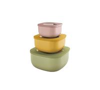 Guzzini - Kitchen Active Design, STORE&MORE BIO Juego 3 Recipientes Herméticos Bajos para Nevera/Congelador/Microondas - Multicolor, 19,5 x19,5 x h9,3 cm | 450/975/1900 cc - 17072552