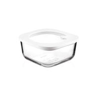 Guzzini - Kitchen Active Design, STORE&MORE GLASS, Recipiente de Vidrio Hermético para Nevera/Freezer/Microondas (M) - Transparente, 16 x 16 x h7,6 cm | 965 cc - 11330111