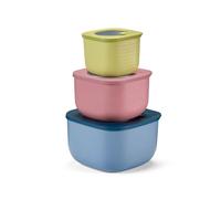 Guzzini Store & More Bio - Juego de 3 recipientes herméticos para nevera | 100 % a prueba de fugas, para frigorífico, congelador, apto para microondas con tapa insertada, tapa transparente. Producto